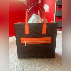 Brown and orange MK tote